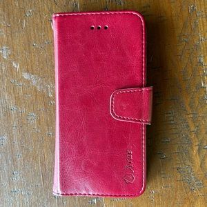 Arae Red iPhone 6 Wallet Case PU Leather Flip Folio with ID/Credit Card Pockets